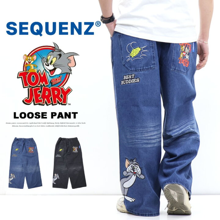 楽天市場】SEQUENZ トムとジェリー ルーズデニムパンツ ジーンズ 