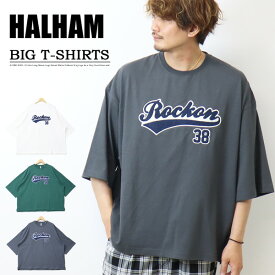 SALE セール HALHAM ハルハム ベースボールロゴ ビッグシルエット Tシャツ 122623H サガラ刺繍 ワイドシルエット メンズ レディース ユニセックス 送料無料