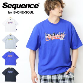 SALE セール Sequence シーケンス ファイヤーベースボールロゴ 半袖 Tシャツ 2570032 半T メンズ レディース ユニセックス ビッグシルエット 半袖Tシャツ