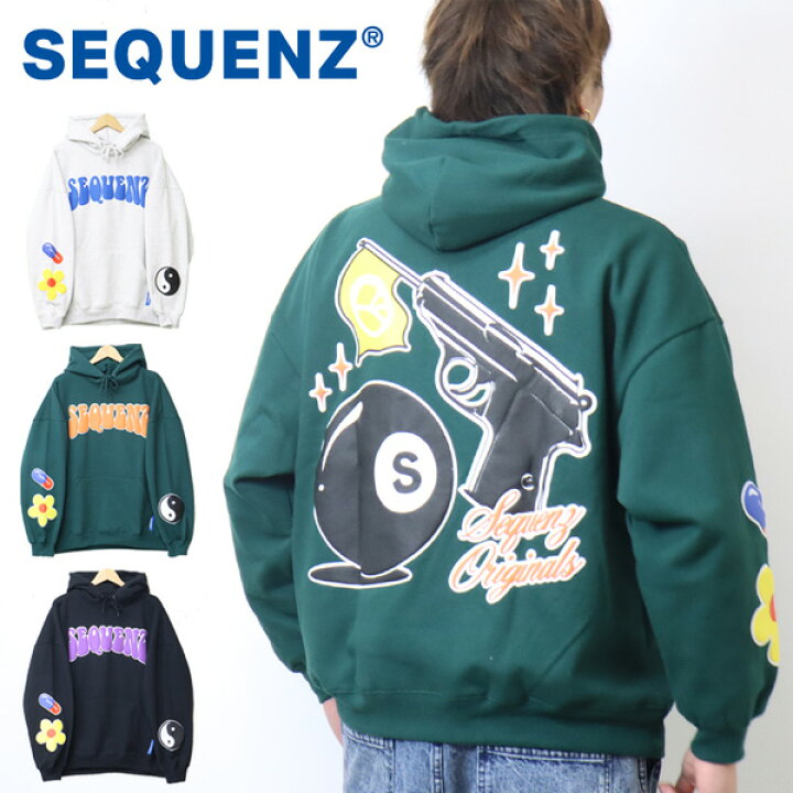 楽天市場】SEQUENZ シークエンズ バックプリント スウェットパーカー 