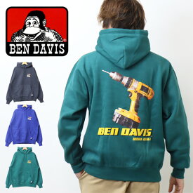 BEN DAVIS ベンデイビス ドリルフォトプリント スウェットパーカー 23380021 裏起毛 メンズ レディース ユニセックス ビッグシルエット プルパーカー フーディー ゴリラ ベンデビ 送料無料