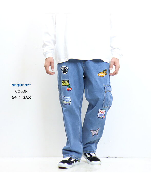 楽天市場】SEQUENZ シークエンズ ワッペン 刺繍 ルーズ デニムパンツ 