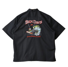 BEN DAVIS ベンデイビス フィッシング 刺繍 ビッグ 半袖シャツ 23580031 メンズ レディース ユニセックス オーバーシャツ ゴリラ ビッグシルエット ワークシャツ 送料無料