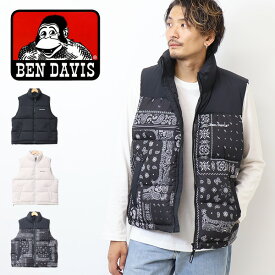 BEN DAVIS ベンデイビス ワンポイント刺繍 フェイクダウン 中綿ベスト 23780009 ライトアウター メンズ レディース ユニセックス ダウンベスト ゴリラ ベンデビ 送料無料