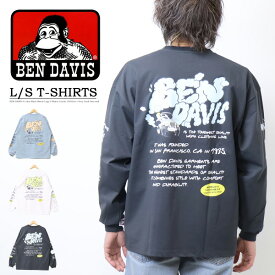 BEN DAVIS ベンデイビス スモーク 落書き風プリント 長袖Tシャツ ビッグシルエット ロンT 長T メンズ ゴリラ ベンデビ 送料無料 24380031