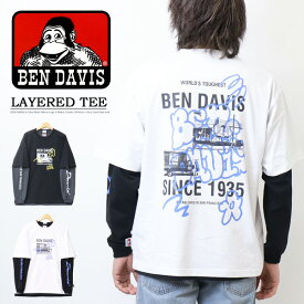 BEN DAVIS ベンデイビス フォト レイヤード 長袖Tシャツ 半袖Tシャツ 2枚セット メンズ 送料無料 24380037