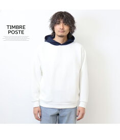 TIMBRE POSTE ダンボールニット バイカラー プルパーカー ビッグシルエット メンズ 4178-8491