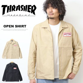 THRASHER スラッシャー ワッペン オープン ワークシャツ 長袖シャツ メンズ 送料無料 TH51001