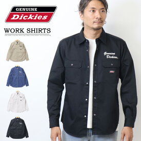 大きいサイズ GENUINE Dickies ジェニュイン ディッキーズ ロゴ刺繍 長袖 ワークシャツ 長袖シャツ メンズ 送料無料 4460-8020