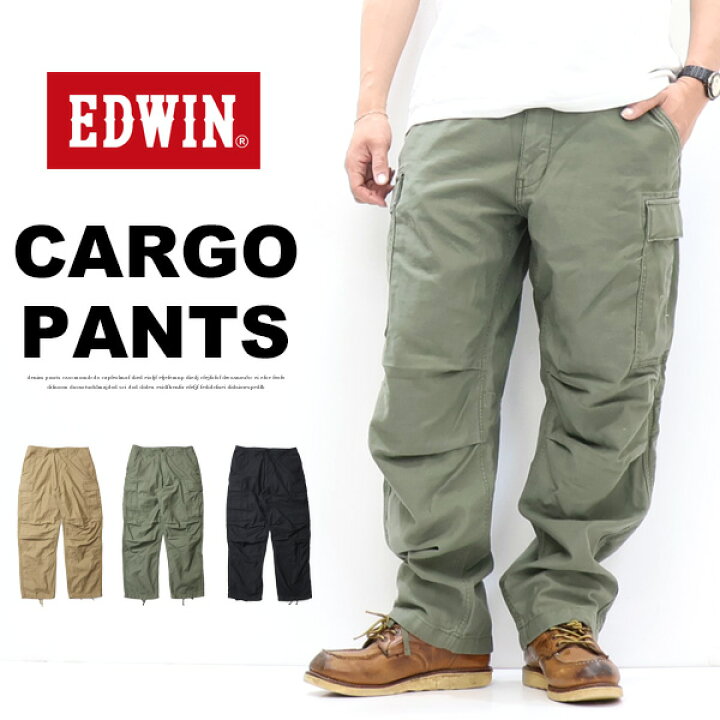 楽天市場】EDWIN エドウィン KHAKIS EK0302 カーゴパンツ バックサテン 