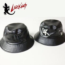 LARKINS ラーキンス ロゴ刺繍 PUレザー バケットハット 帽子 バケハ メンズ レディース ユニセックス 合皮 LKTM-155