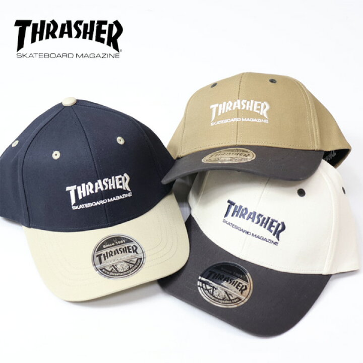 楽天市場】THRASHER スラッシャー ロゴ刺繍 2トーン ベースボール 