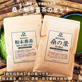 【お得なセット】国産 桑の葉パウダーと秋冬番茶の2種セット 各120g 初めての方におすすめ 飲み比べにも 桑の葉茶 桑茶 粉末緑茶 粉末茶 オーガニック 有機栽培 無農薬 無化学肥料 送料無料