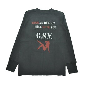 残りSサイズのみ GANGSTERVILLE HELL LOVE - THICK HENRY L/S T-SHIRTS (BLACK) ギャングスタービル ビンテージ加工 ヘンリー長袖Tシャツ/ロンT/GLADHAND/グラッドハンド/WEIRDO/ウィアード/OLD CROW/オールドクロウ