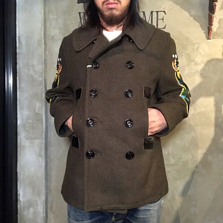 楽天市場】残りLサイズのみ WEIRDO SKULL & SNAKE - PEA COAT (KHAKI 