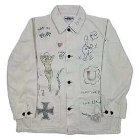 残りM・XLサイズのみ ウィアード カバーオール ジャケット ハンドペイント メンズ WEIRDO DRAWING CARTOON - COVERALL JACKET GLADHAND グラッドハンド GANGSTERVILLE ギャングスタービル OLD CROW オールドクロウ