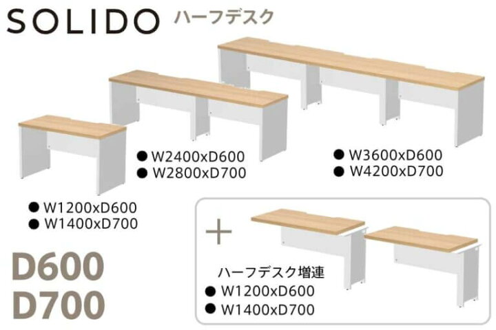 楽天市場】ソリード フリーアドレス用ハーフデスク W4200×D700 