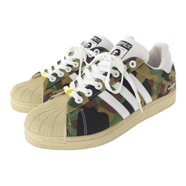 楽天市場 アベイシングエイプ アディダス Adidas スーパスター 迷彩柄 カモフラージュ ローカットスニーカー 靴 Us10 Uk9 1 2 Fr44 Jp28 カーキ ホワイト A Bathing Ape B メンズ B0522 中古 リファスタ