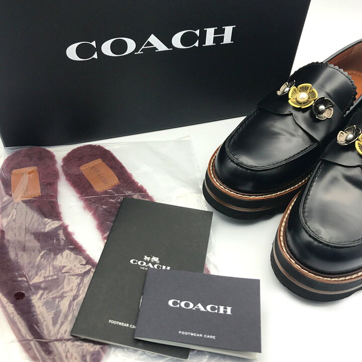 楽天市場】コーチ LENOX LOAFER フラワー ローファー/23.0cm/ブラック 