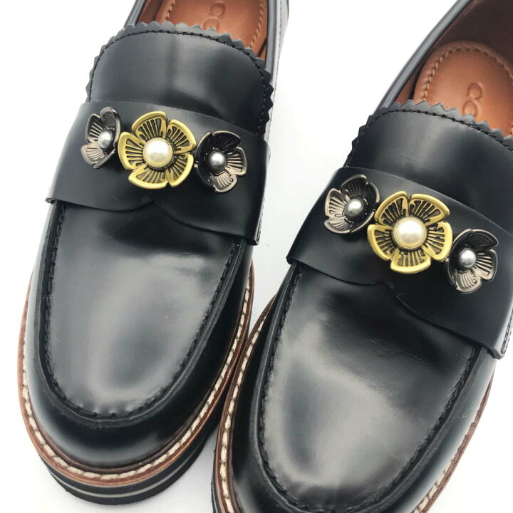 楽天市場】コーチ LENOX LOAFER フラワー ローファー/23.0cm/ブラック 