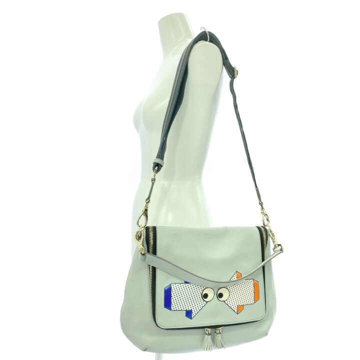 アニヤハインドマーチ MAXI ZIP SATCHEL ARROWS 2WAYショルダーバッグ/ライトブルー/ブラック/ANYA HINDMARCH【♀】【B】【レディース】/b211115★■416154【中古】 | リファスタ