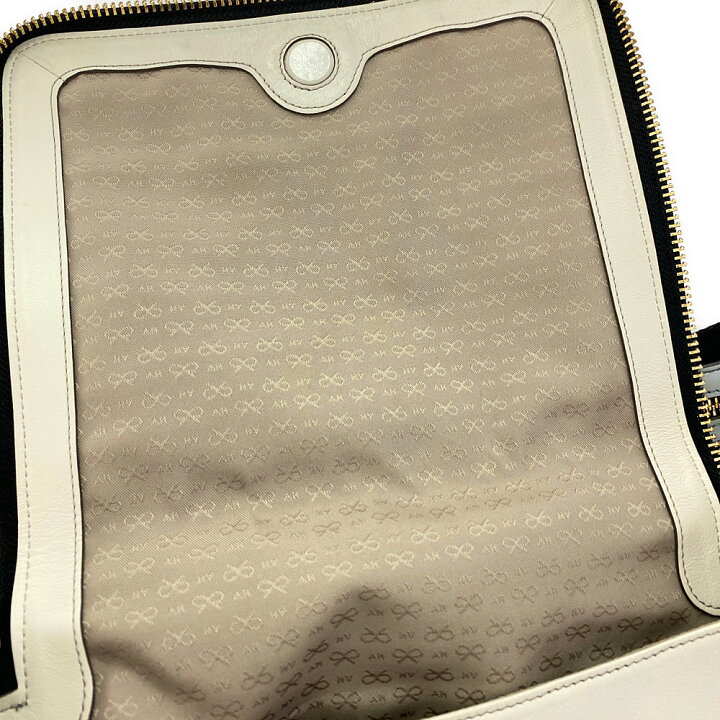 アニヤハインドマーチ MAXI ZIP SATCHEL ARROWS 2WAYショルダーバッグ/ライトブルー/ブラック/ANYA HINDMARCH【♀】【B】【レディース】/b211115★■416154【中古】 | リファスタ