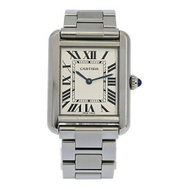 カルティエ タンクソロ・クォーツ時計/SS/stainless steal-59.3g/W5200013/シルバー/Cartier【♀】【B】【レディース】/h231228★■505809【中古】