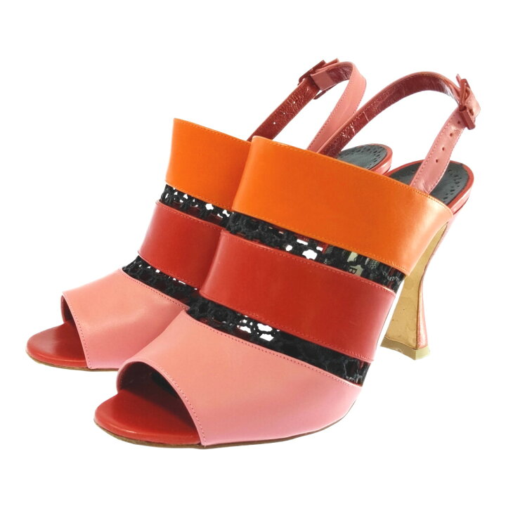 マノロブラニク赤オレンジ - フラットシューズ・バレエシューズ 