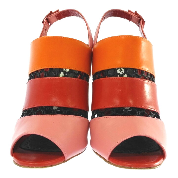 マノロブラニク赤オレンジ - フラットシューズ・バレエシューズ 