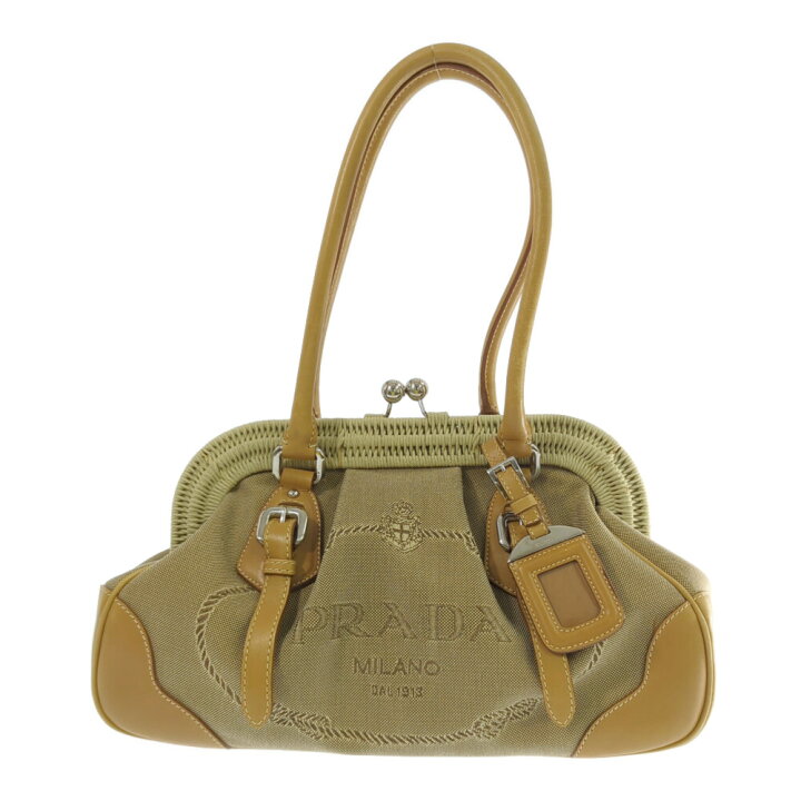 楽天市場】PRADA プラダ キャンバス ロゴモチーフ・ジャガード・レザー 