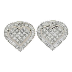 6ct/2way ダブル ハートモチーフ・ダイヤモンド ピアス/K17/700-21.4g/ホワイトゴールド/ピアス/イヤリング/プレゼント/記念日【♀】【S】【レディース】/h250609★■579939【中古】