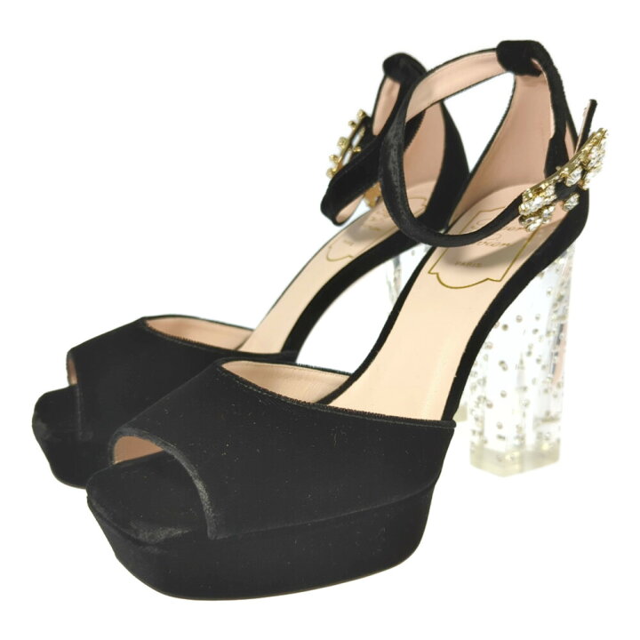 楽天市場】Roger Vivier ロジェヴィヴィエ ベルベット クリアヒール 