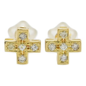 0.08ct/FD:0.08ct/クロスモチーフ・ダイヤモンド ピアス/K18YG-1.1g/イエローゴールド/プレゼント/記念日【♀】【S】【レディース】/h250613★■580510【中古】