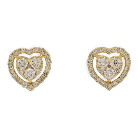 0.3ct/0.3ct/ペアスタッド ハートモチーフ・Light Brown ダイヤモンド ピアス/K18YG-1.4g/イエローゴールド/プレゼント/記念日【♀】【N】【レディース】/h250708★■582880【中古】