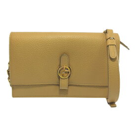 GIORGIO ARMANI ジョルジオアルマーニ ゴールドチェーン レザー ショルダーウォレット 財布/ベージュ系/プレゼント/記念日【♀】【A】【レディース】/b250709★■583990【中古】