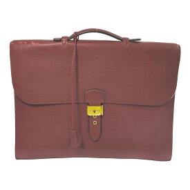 HERMES/エルメス サックアデペッシュ41・○T刻(1990年)ブリーフケース・アタッシュケース ビジネスバッグ/レッドブラウン系【♂】【B】【メンズ】/b250709★■584147【中古】