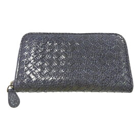 BOTTEGA VENETA ボッテガヴェネタ イントレチャート・パイソン・ラウンドファスナー 長財布/パープル系/ヘビ革/プレゼント【♀】【A】【レディース】/b250714★■584255【中古】