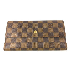 LOUIS VUITTON ルイヴィトン ダミエ・ポルトフォイユインターナショナル・3つ折り長財布/N61217/ブラウン/プレゼント【♀】【A】【レディース】/b250714★■584256【中古】