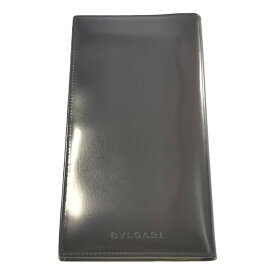 BVLGARI ブルガリ rロゴ型押し レザー 札入れ 財布 長財布/ブラック/メンズ/ウォレット【♂】【B】【メンズ】/b250714★■584026【中古】