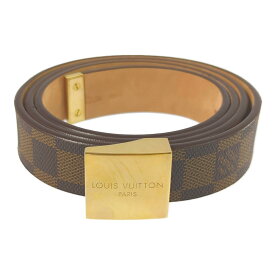 LOUIS VUITTON ルイヴィトン ダミエ・サンチュールキャレ レザーベルト/M6802/ブラウン/ゴールド金具/ドレスベルト【♀】【A】【レディース】/b250725★■585328【中古】