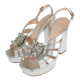 Roger Vivier ロジェヴィヴィエ ビジューバックル ストラップ ヒール レザー サンダル靴/36/シルバー/パーティー【春夏】【♀】【A】【レディース】/b250804★■586327【中古】