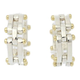 TIFFANY＆Co. ティファニー ゲートリンク・フープ プレーンピアス/Sv925×K18/750コンビ-12.8g/シルバー×イエローゴールド【♀】【S】【レディース】/h250805★■585512【中古】