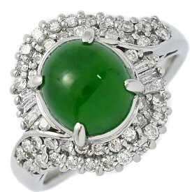 JA2.63ct/FD:0.95ct/Aジェード・翡翠 ジェイダイト・ダイヤモンドリング・指輪/Pt900-9.4g/13号/#53/プラチナ/プレゼント/記念日【♀】【S】【レディース】/h250901★■587281【中古】