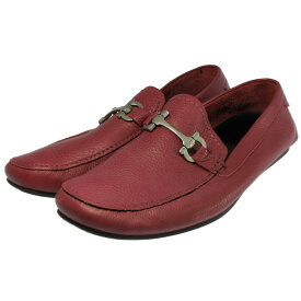 Salvatore Ferragamo サルヴァトーレフェラガモ ガンチーニ金具 ドライビングシューズ靴/9/レッド/翌日配送可【♂】【B】【メンズ】/b250902★■589388【中古】