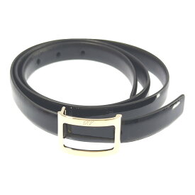 Roger Vivier ロジェヴィヴィエ ロゴバックル パテントレザー スリム ベルト/RCWC0AE0100J1VR406/ブラック/細ベルト【♀】【A】【レディース】/b250902★■589593【中古】