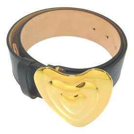 ESCADA エスカーダ ゴールドハートバックル ワイドベルト/5030689A001/ブラック/レザーベルト/ドレスベルト【♀】【A】【レディース】/b250902★■589616【中古】