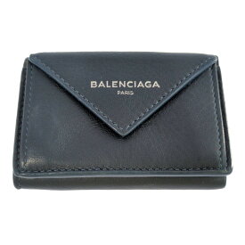 BALENCIAGA バレンシアガ ペーパーミニ・3つ折り財布/391446/ネイビー/翌日配送可【A】【メンズ・レディース】/b250917★■591170【中古】