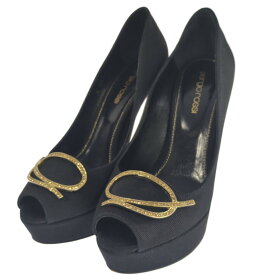 sergio rossi セルジオロッシ ビジューデザイン サテン キャンバス レザー ヒール パンプス 靴/36 1/2/ブラック/パーティー【オールシーズン】【♀】【B】【レディース】/b250929★■592151【中古】