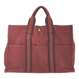 HERMES エルメス フールトゥ・キャンバス シルバー金具 トートバッグ ハンドバッグ/レッド/翌日配送可【オールシーズン】【C】【メンズ・レディース】/b251007★■593028【中古】