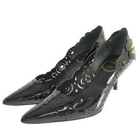 Roger Vivier ロジェヴィヴィエ パテント フラワーパッチワーク パンプス靴/36/ブラック/翌日配送可【♀】【B】【レディース】/b251015★■593712【中古】